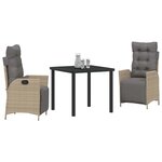 vidaXL Ensemble de salle à manger pour jardin 3 Pièces Beige polyrotin