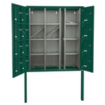 Bloc collectif Leabox  3x4  grade 3  simple face  extérieur  fixation sur pieds à sceller  vert mousse ral 6005 finition brillante