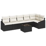 vidaXL Ensemble de canapé de jardin 7 Pièces Noir Poly rotin