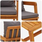 vidaXL Ensemble bistrot avec coussin 4 Pièces Marron Bois d'Acacia Massif