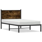 vidaXL Cadre de lit en métal sans matelas chêne fumé 107x203 cm