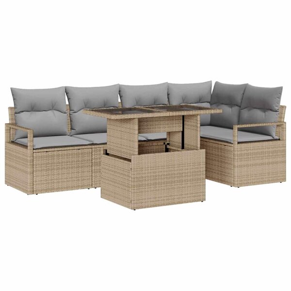 vidaXL Ensemble de canapé de jardin 6 Pièces Beige et Gris clair