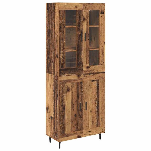 vidaXL Haut Armoire 2 Pièces Bois Ancien Bois Aggloméré et Verre