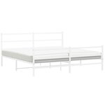 vidaXL Cadre de lit métal avec tête de lit/pied de lit blanc 193x203cm