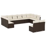 vidaXL Salon de jardin avec coussins 12 Pièces marron résine tressée