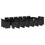 vidaXL Ensemble à manger de jardin 17 Pièces coussins noir résine tressée