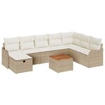 vidaXL Ensemble de canapé de jardin 9 Pièces Beige Poly rotin