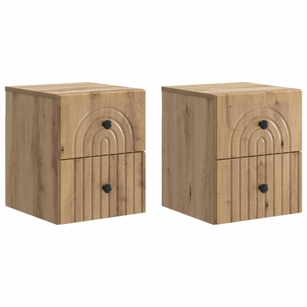 vidaXL Cabinet de chevet mural 2 Pièces Chêne artisanal 33 x 34 5 x 40 cm