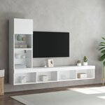 vidaXL Unités murales TV avec LED 4 Pièces blanc bois d'ingénierie