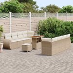 vidaXL Ensemble de canapé de jardin 11 Pièces Beige polyrotin