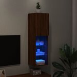 vidaXL Meuble TV avec lumières LED chêne marron 30 5x30x102 cm