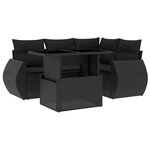 vidaXL Salon de jardin 5 Pièces avec coussins noir résine tressée