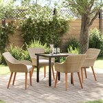 vidaXL Ensemble de salle à manger de jardin 5 pièces en rattan poly beige