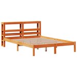 vidaXL Cadre de lit et tête de lit sans matelas cire marron 135x190 cm