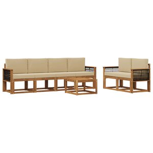 vidaXL Ensemble de canapés d'extérieur 6 pc Naturel