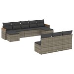 vidaXL Salon de jardin avec coussins 10 Pièces gris résine tressée
