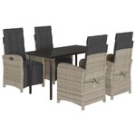 vidaXL Ensemble à manger de jardin et coussins 5 Pièces gris clair rotin