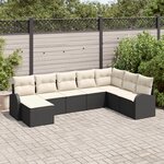 vidaXL Ensemble de Canapés de Jardin 8 Pièces avec Coussins  Rattan Poly Noir