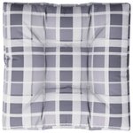 vidaXL Coussin de palette motif à carreaux gris 70x70x12 cm tissu