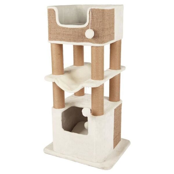 Arbre à chat LUCANO - 110 cm - Blanc/Taupe