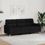 vidaXL Canapé à 3 places Noir 180 cm Tissu