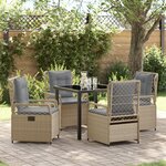 vidaXL Ensemble de dîner de jardin 5 pièces beige en rattan poly