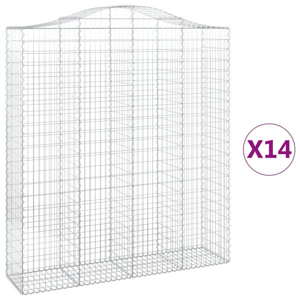 vidaXL Paniers à gabions arqués 14 Pièces 200x50x220/240 cm Fer galvanisé
