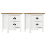 vidaXL Tables de chevet Hill 2 Pièces Blanc 46x35x49 5 cm Bois pin solide