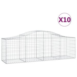 vidaXL Paniers à gabions arqués 10 Pièces 200x50x60/80 cm Fer galvanisé