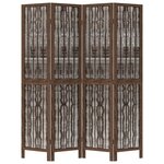 vidaXL Cloison de séparation 4 panneaux marron foncé paulownia massif