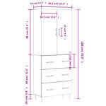 vidaXL Buffet haut Sonoma gris 69 5x34x180 cm Bois d'ingénierie