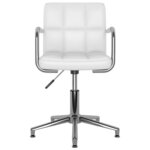 Chaise fauteuil siège de bureau informatique étude pivotante similicuir blanc 02_0024049