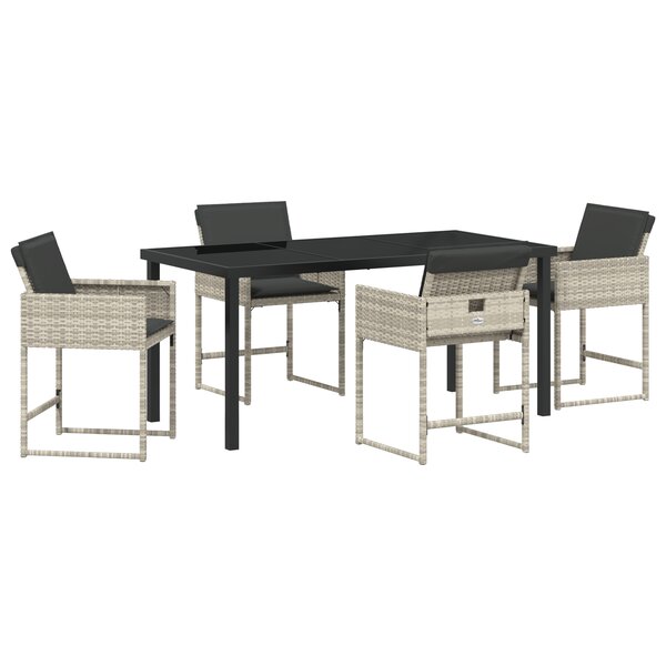 vidaXL Ensemble de salle à manger de jardin 5 pièces avec coussins gris clair en rattan synthétique