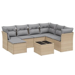 vidaXL Salon de jardin avec coussins 8Pièces mélange beige résine tressée