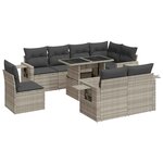 vidaXL Salon de jardin 9 Pièces avec coussins gris clair résine tressée