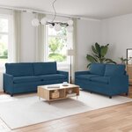 vidaXL Ensemble de Canapés 2 Pièces Bleu Velours