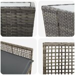 Set de Bistro de Jardin 3 Pièces avec Coussins Gris en Poly Rattan
