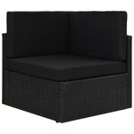 vidaXL Salon de jardin 7 Pièces avec coussins Noir Résine tressée