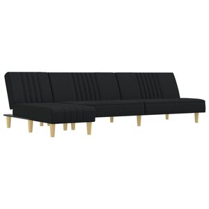 vidaXL Canapé-lit en forme de L noir 255x140x70 cm tissu