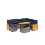 vidaXL Salon de jardin 8 Pièces avec coussins gris résine tressée