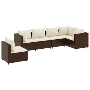 vidaXL Salon de jardin 6 Pièces avec coussins Marron Résine tressée