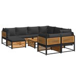 vidaXL Salon de jardin avec coussins 10 Pièces bois d'acacia solide