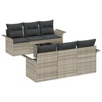 vidaXL Set de 7 Canapés de Jardin avec Coussins Gris Clair Poly Rattan
