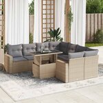 vidaXL Salon de jardin avec coussins 9 Pièces beige résine tressée