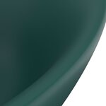 vidaXL Lavabo ovale à trop-plein Vert foncé mat 58 5x39 cm Céramique