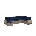 vidaXL Salon de jardin 8 Pièces avec coussins gris résine tressée