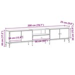 vidaXL Meuble TV Chêne noir 200 x 25 x 44 cm Bois d'ingénierie