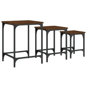vidaXL Tables basses gigognes 3 Pièces chêne marron bois d'ingénierie