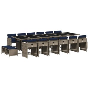 vidaXL Ensemble à manger de jardin 17 Pièces et coussins résine tressée