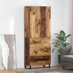 vidaXL Haut Armoire avec tiroir 2 Pièces Bois Ancien 69 5 x 34 x 180 cm